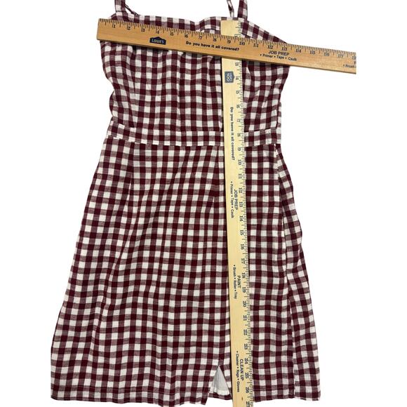Abercrombie & Fitch Maroon/White Gingham Spaghetti-Strap Mini Dress Size Small - Picture 5 of 7